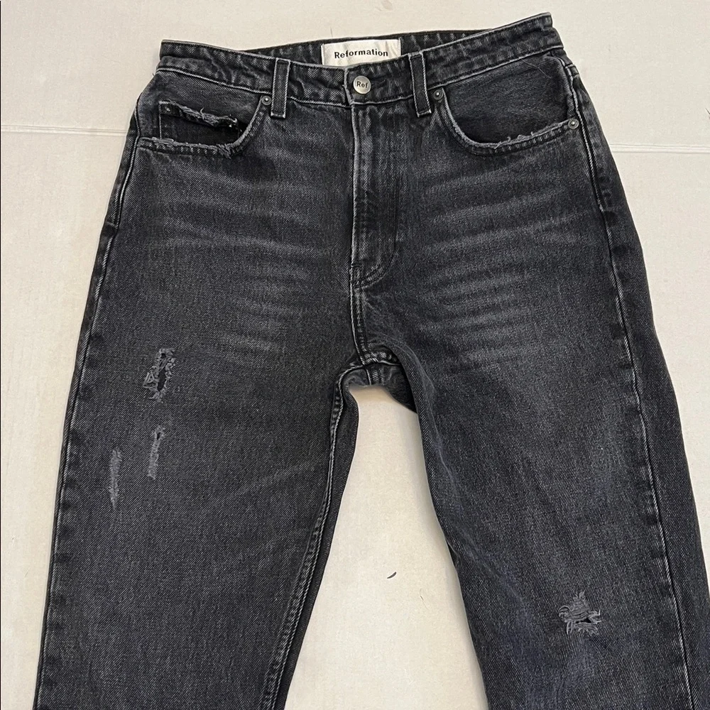 REFORMATION JULIA HIGH RISE CIGARETTE JEANS BLACK SIZE 28